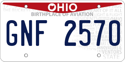 OH license plate GNF2570