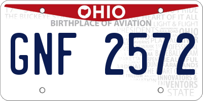 OH license plate GNF2572