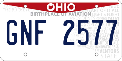 OH license plate GNF2577