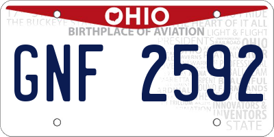 OH license plate GNF2592