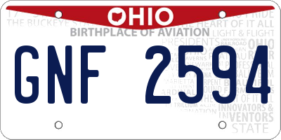 OH license plate GNF2594
