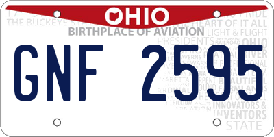 OH license plate GNF2595