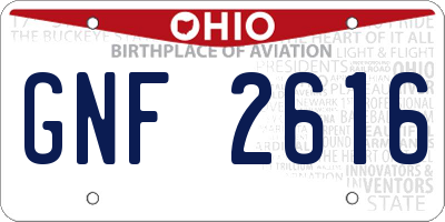 OH license plate GNF2616