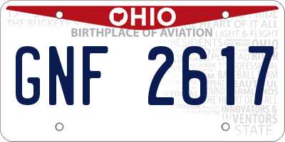 OH license plate GNF2617