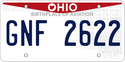 OH license plate GNF2622