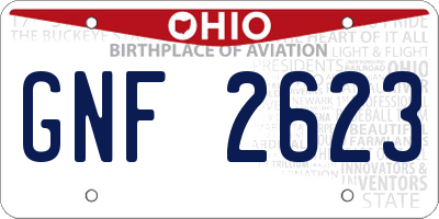 OH license plate GNF2623