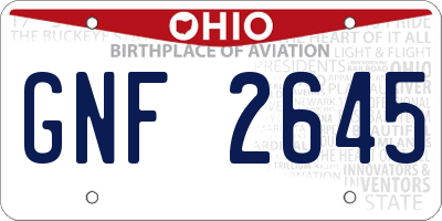 OH license plate GNF2645