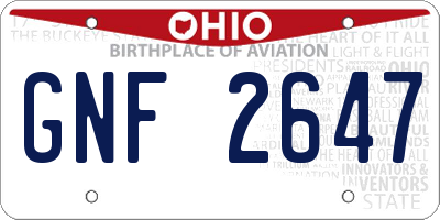 OH license plate GNF2647