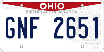 OH license plate GNF2651