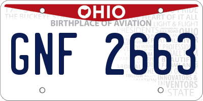 OH license plate GNF2663