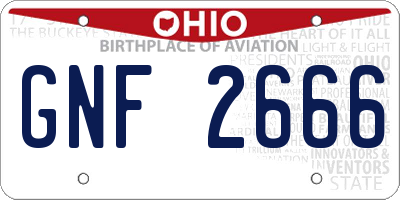 OH license plate GNF2666