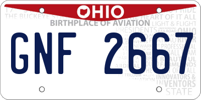 OH license plate GNF2667