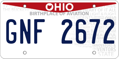 OH license plate GNF2672