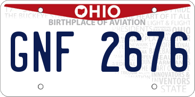 OH license plate GNF2676