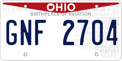 OH license plate GNF2704