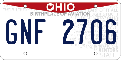 OH license plate GNF2706
