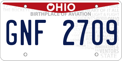 OH license plate GNF2709