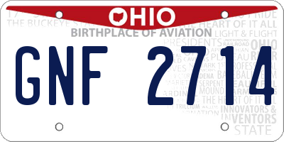 OH license plate GNF2714