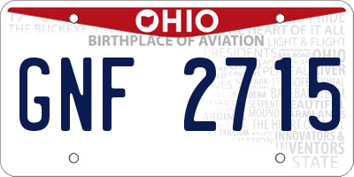 OH license plate GNF2715