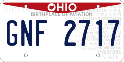 OH license plate GNF2717