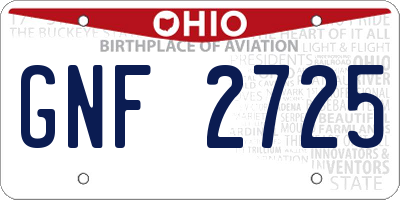 OH license plate GNF2725