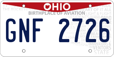 OH license plate GNF2726