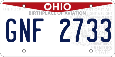 OH license plate GNF2733