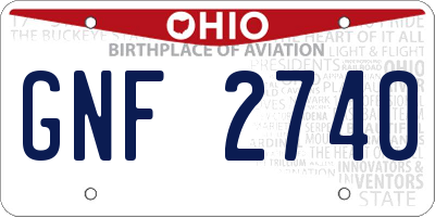 OH license plate GNF2740
