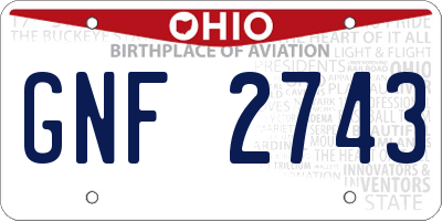OH license plate GNF2743