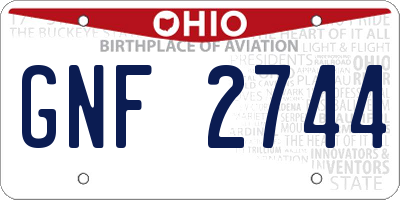 OH license plate GNF2744