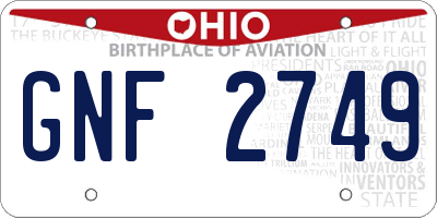 OH license plate GNF2749