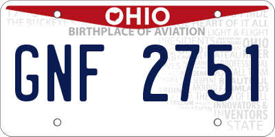 OH license plate GNF2751