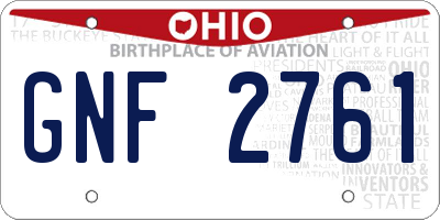 OH license plate GNF2761