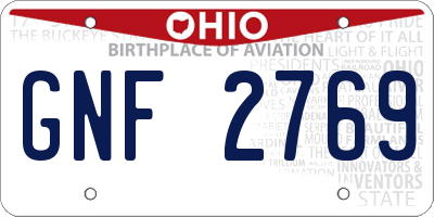 OH license plate GNF2769