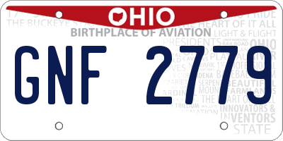 OH license plate GNF2779
