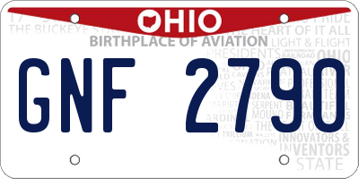 OH license plate GNF2790
