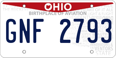OH license plate GNF2793