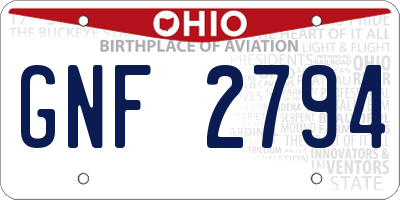 OH license plate GNF2794