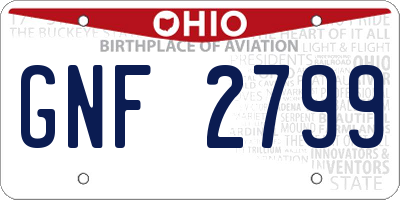 OH license plate GNF2799