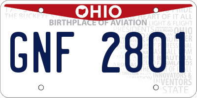 OH license plate GNF2801