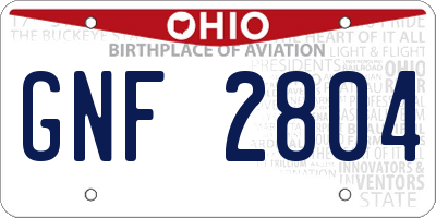OH license plate GNF2804