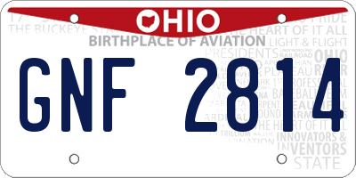 OH license plate GNF2814