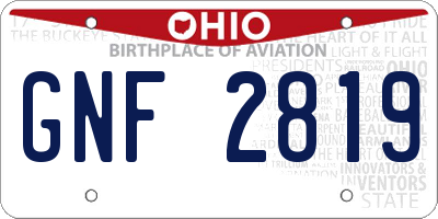 OH license plate GNF2819