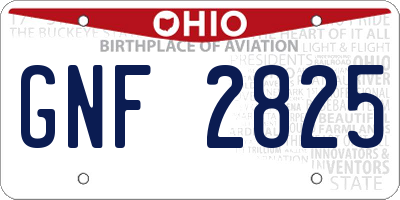 OH license plate GNF2825