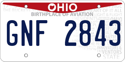 OH license plate GNF2843