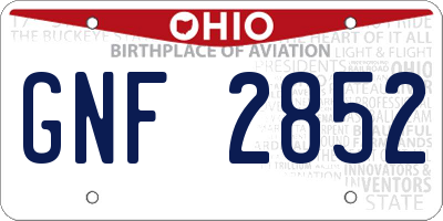 OH license plate GNF2852