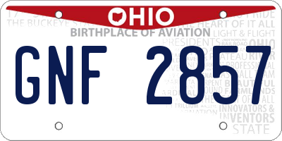 OH license plate GNF2857