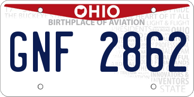 OH license plate GNF2862