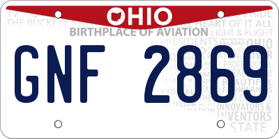OH license plate GNF2869