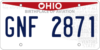 OH license plate GNF2871